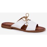 Zazoo Leather Women's Slippers On Flat Heel White 3022 | Shoptok.si