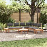  Set vrtne klupe s jastukom 3 pcs Smeđa i tamno siva i smeđa | shoptok.hr