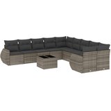 vidaXL 11-dijelni set vrtnih sofa od poliratana s jastucima sivi | shoptok.hr