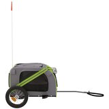 vidaXL prikolica za bicikl za ljubimce zeleno-siva tkanina i željezo | shoptok.hr