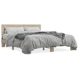vidaXL Posteljni okvir sonoma hrast 160x200 cm inž. les in kovina, (21151872) | Shoptok.si