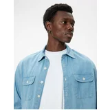 Koton Denim Shirt Jacket Oversize Long Sleeve Pocket Detail Cotton