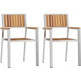 vidaXL 3-delni set za zunanjo jedilnico iz trdnega akacijevega lesa, zunanja jedilna miza 90x90x74.5 cm iz trdnega akacijevega lesa, skladiščni vrtni stoli 2 kosa iz trdnega akacijevega lesa in metala | Shoptok.si