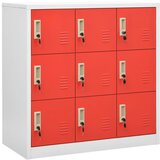 vidaXL omara s ključavnico svetlo siva in rdeča 90x45x92,5 cm jeklo | Shoptok.si