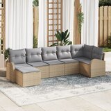 vidaXL vrtni kavč set Set 7 Bež Ratan Vrtni kavč Pravokoten Moderni, (22092942) | Shoptok.si