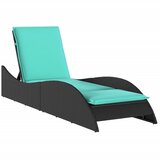  Ležaljka za sunčanje s jastukom crna 60x205x73 cm poli ratan | shoptok.hr