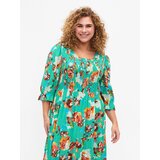 Zizzi Obleka 'MIYA' bež / rjava / žad / oranžna | Shoptok.si