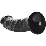 REALROCK Curved - ukrivljeni realistični dildo z lepljivimi nogami - 15,5 cm (črn) | Shoptok.si
