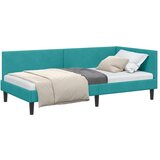 vidaXL Kotna postelja Turkizna 100 x 200 cm Samet in sodobno leseno | Shoptok.si
