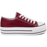 Shelvt Women's burgundy platform sneakers Cene