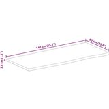Stolna Mizna plošča z naravnim robom 140x60x3,8 cm trden mangov les, (21412017) | Shoptok.si