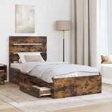 vidaXL Okvir za krevet s ladicama Dimljeni hrast 90 x 190 cm - Dimljeni hrast 90 x 190 cm | shoptok.hr