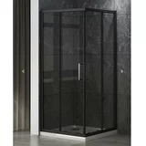 Armal kvadratna tuš kabina z drsnimi vrati DOMINO KLIK 80, črni profili, temno steklo 6 mm