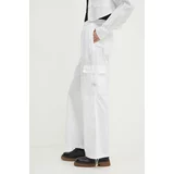 Calvin Klein Jeans Bombažne hlače bela barva, J20J223586