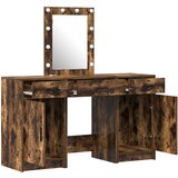  3-delni set toaletne mize z LED in dimljenim hrastovim lesom, (22055037) | Shoptok.si