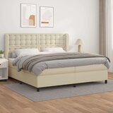  Krevet s oprugama i madracem krem 200x200 cm od umjetne kože | shoptok.hr
