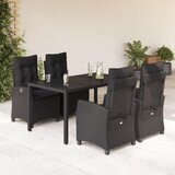  3-dijelni vrtni blagovaonski set s jastucima od poliratana crni Crna 90 cm table length | shoptok.hr