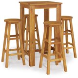  5-dijelni vrtni barski set od masivnog bagremovog drva Smeđa 60 cm table length | shoptok.hr