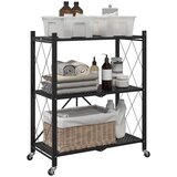 vidaXL Polica za shranjevanje na kolesih črna 71x34x88 cm jeklo | Shoptok.si