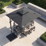 Vrt Konzolni suncobran 300 x 300 cm, kvadratni suncobran s nožnom pedalom i ručicom, rotirajući za 360°, bež/sivi | shoptok.hr