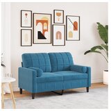 vidaXL Dvosjed s ukrasnim jastucima plavi 120 cm baršunasti | shoptok.hr