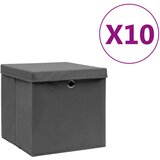  Kutije za pohranu s poklopcima 10 kom 28 x 28 x 28 cm sive | shoptok.hr