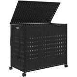  Košara za rublje s kotačima crna 66x35x60 cm od ratana | shoptok.hr