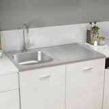  Kuhinjski sudoper s cjedilom srebrni 1000x600x155 mm čelični | shoptok.hr