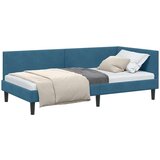 vidaXL Kotna postelja Drugo Modra 90 x 200 cm Samet in sodobno leseno | Shoptok.si