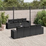 Maison Chic Seti vrtnega pohištva - Vrtna garnitura - Vrtni pohištvo set 9-delna z blazinami črn poli ratan, (21805044) | Shoptok.si