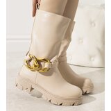 Gemre Beige insulated ankle boots with chain Harrison | Shoptok.si