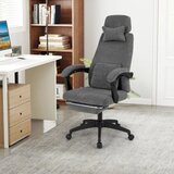  Ergonomski pisarniški stol z zložljivim naslonom za noge in nastavljivim naslonjalom, siv | Shoptok.si