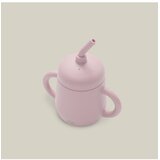 Interbaby silikonska čaša za malu djecu sa slamkom Dark Pink | shoptok.hr