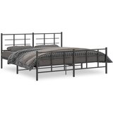 Maison Chic Kovinski Posteljni okvir - Dvoposteljna postelja - Zakonska postelja z vzglavjem in vznožjem črn 183x213 cm, (21697353) | Shoptok.si