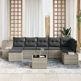  Set Vrtnih Sofa Set od 8 Svjetlosiva Ratan Poliester | shoptok.hr