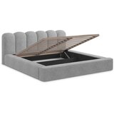 Makamii Sivi tapecirani bračni krevet s prostorom za odlaganje s podnicom 140x200 cm Mano – | shoptok.hr