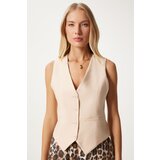 Happiness İstanbul Women's Cream V-Neck Stylish Ayrobin Vest | shoptok.hr