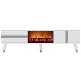 Hanah home tv polica vania fireplace white silver