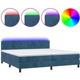 vidaXL Box spring postelja z vzmetnico LED temno modra 200x200cm žamet, (20790271) Cene