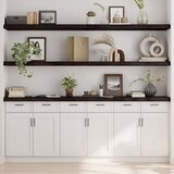 Maison Chic Stenska polica - Viseča Polica temno rjava 200x40x(2-6) cm trdna hrastovina, (21784715) | Shoptok.si
