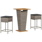  3-dijelni vrtni barski set od poliratana s jastucima sivi Siva 60 x 60 x 110 cm | Shoptok.si