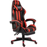 vidaXL racing stol z oporo za noge črno in rdeče umetno usnje | Shoptok.si
