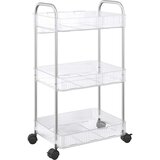 vidaXL Voziček za shranjevanje 3-nadstropna prozoren 37x28x68 cm akril | Shoptok.si