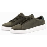 Ombre Men's classic soft suede sneaker shoes - dark olive Cene