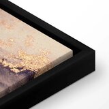  Slika - Watercolour abstraction - powder pink marble with gold accents 120x80 U crnom drvenom okviru | shoptok.hr
