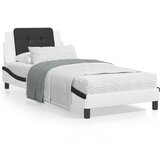 vidaXL Posteljni okvir z vzglavjem bel in črn 100x200 cm umetno usnje | Shoptok.si