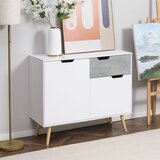 HOMCOM pohištvo za dnevno sobo z 2 omarama z 2 vratoma in predalom, moderna bočna večnamenska omara iz iverne plošče in borovega lesa, 98x39x81,5 cm, siva in bela, (20745416) Cene