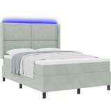 vidaXL Postelja s škatlasto vzmetjo z vzmetnico & LED lučjo Svetlo siva 160x200 cm Žamet, (22082781) | Shoptok.si