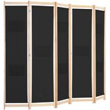 Sobna pregrada s 5 panela od tkanine 200 x 170 x 4 cm crna | shoptok.hr