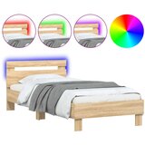  The Living Store Posteljni okvir z vzglavjem in LED sonoma hrast 90x190 cm - Posteljni Okvir, (21455170) | Shoptok.si